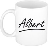 Albert naam cadeau mok / beker met sierlijke letters - Cadeau collega/ vaderdag/ verjaardag of persoonlijke voornaam mok werknemers