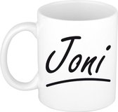 Joni naam cadeau mok / beker met sierlijke letters - Cadeau collega/ vaderdag/ verjaardag of persoonlijke voornaam mok werknemers