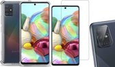 Samsung Galaxy A71 Hoesje Transparant Shock Case - 1x Samsung A71 Hoesje + 1x Screenprotector Glas + 1x Camera Screen Protector