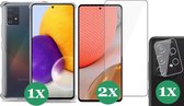 Samsung Galaxy A72 Hoesje Transparant Shock Case - 1x Samsung A72 Hoesje + 2x Screenprotector Glas + 1x Camera Screen Protector
