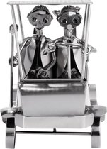 BRUBAKER Schroef Man Golf Cart - Handgemaakte IJzer Figuur Metal Man Golf - 24 cm Metalen Figuur Cadeau-Idee voor Golfspelers en Golffans