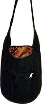 BAYUXX Bags Bali - Gehaakte tas - Model Mata Hari - Handmade in Bali - Met batik voering - Schoudertas - Zwart - Duurzaam - Leuk cadeau