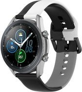 Siliconen Smartwatch bandje - Geschikt voor  Samsung Galaxy Watch 3 45mm triple sport band - zwart-wit-grijs - Strap-it Horlogeband / Polsband / Armband