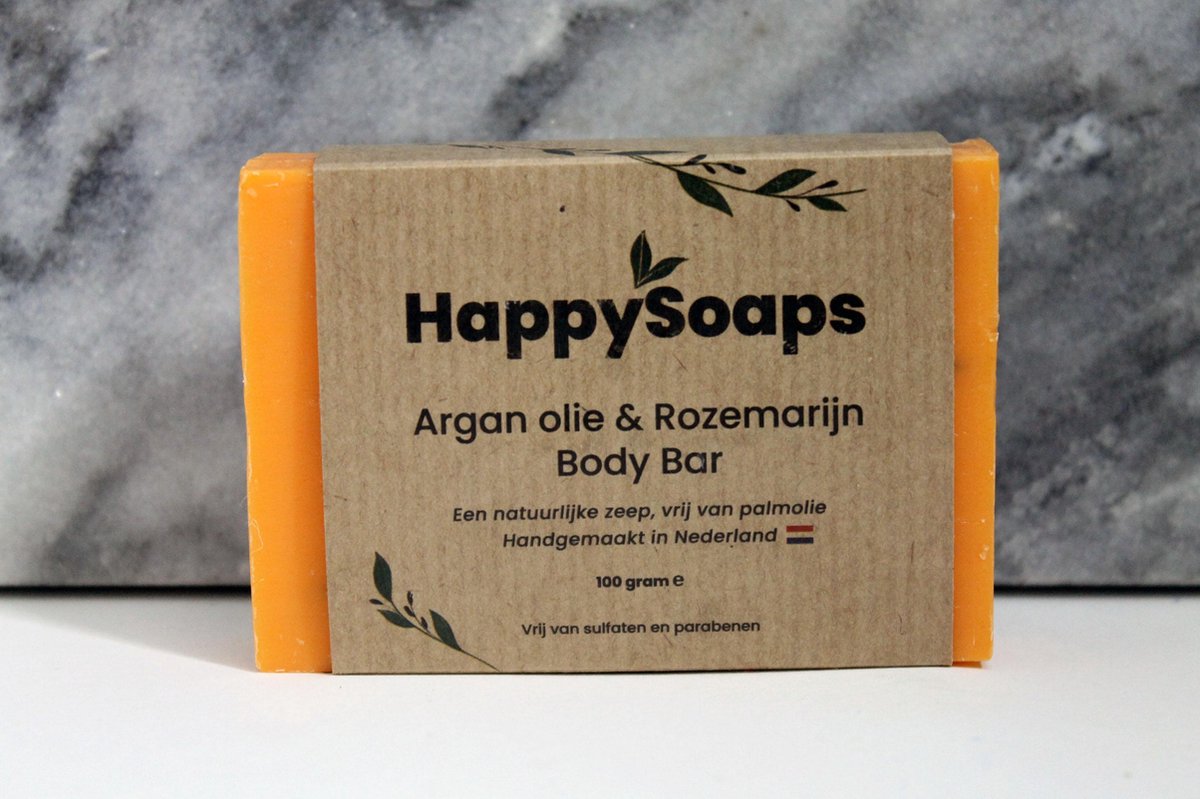 Happy Soaps - Bodybar - Arganolie & Rozemarijn - Plasticvrij