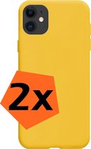 Hoesje Geschikt voor iPhone 12 Hoesje Siliconen Cover Case - Hoes Geschikt voor iPhone 12 Hoes Back Case - 2-PACK - Geel