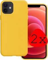 Hoes voor iPhone 12 Mini Hoesje Siliconen Case Back Cover Siliconen - Hoes voor iPhone 12 Mini Hoesje Siliconen Hoes Geel - 2 Stuks