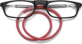 Magneet leesbril rode koord en zwart Monteur sterkte +3.00