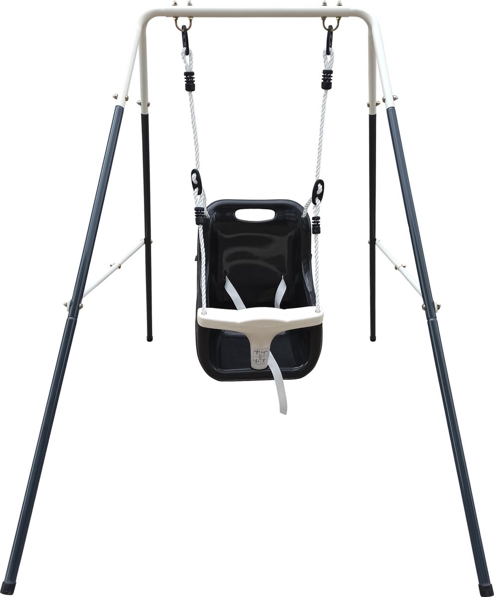 AXI Metalen Baby Schommel met zitje Antraciet/créme - Vrijstaande schommelset voor binnen en buiten