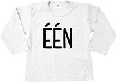 Verjaardag shirt jarig kind-verjaardag shirt 1 jaar-wit-zwart-Maat 86