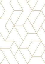 ESTAhome fotobehang grafische lijnen wit en goud - 158962 - 2 x 2.79 m