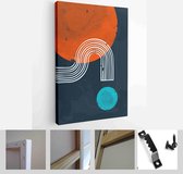 Peach Valley at Sunset. Set of Abstract Black Hand Painted Illustrations for Postcard, Social Media Banner, Brochure Cover Design or Wall Decoration Background - Modern Art Canvas