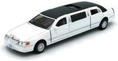 1999 Lincoln Town Car Stretch Limousine (Wit) (18 cm) 1/38 Kinsmart - Schaalmodel - Modelauto - Model auto - Minatuurautos - Miniatuur auto