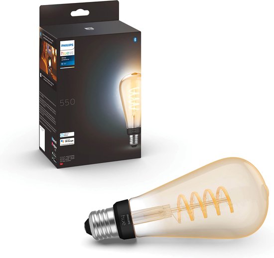 Philips Hue Filament Light Source E27 Edison Bulb ST64 - lumière blanche chaude à froide - petit - 1-pack - Bluetooth