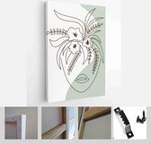 Set of creative hand painted one line abstract female portraits. Minimalist vector people icon - Modern Art Canvas - Vertical - 1886477428 - 40-30 Vertical
