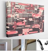 Collage of torn street posters. Abstract halftone lettering background - Modern Art Canvas - Horizontal - 1736976383 - 80*60 Horizontal