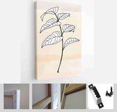 Minimalistic Watercolor Painting Artwork. Earth Tone Boho Foliage Line Art Drawing with Abstract Shape - Modern Art Canvas - Vertical - 1937931472 - 80*60 Vertical