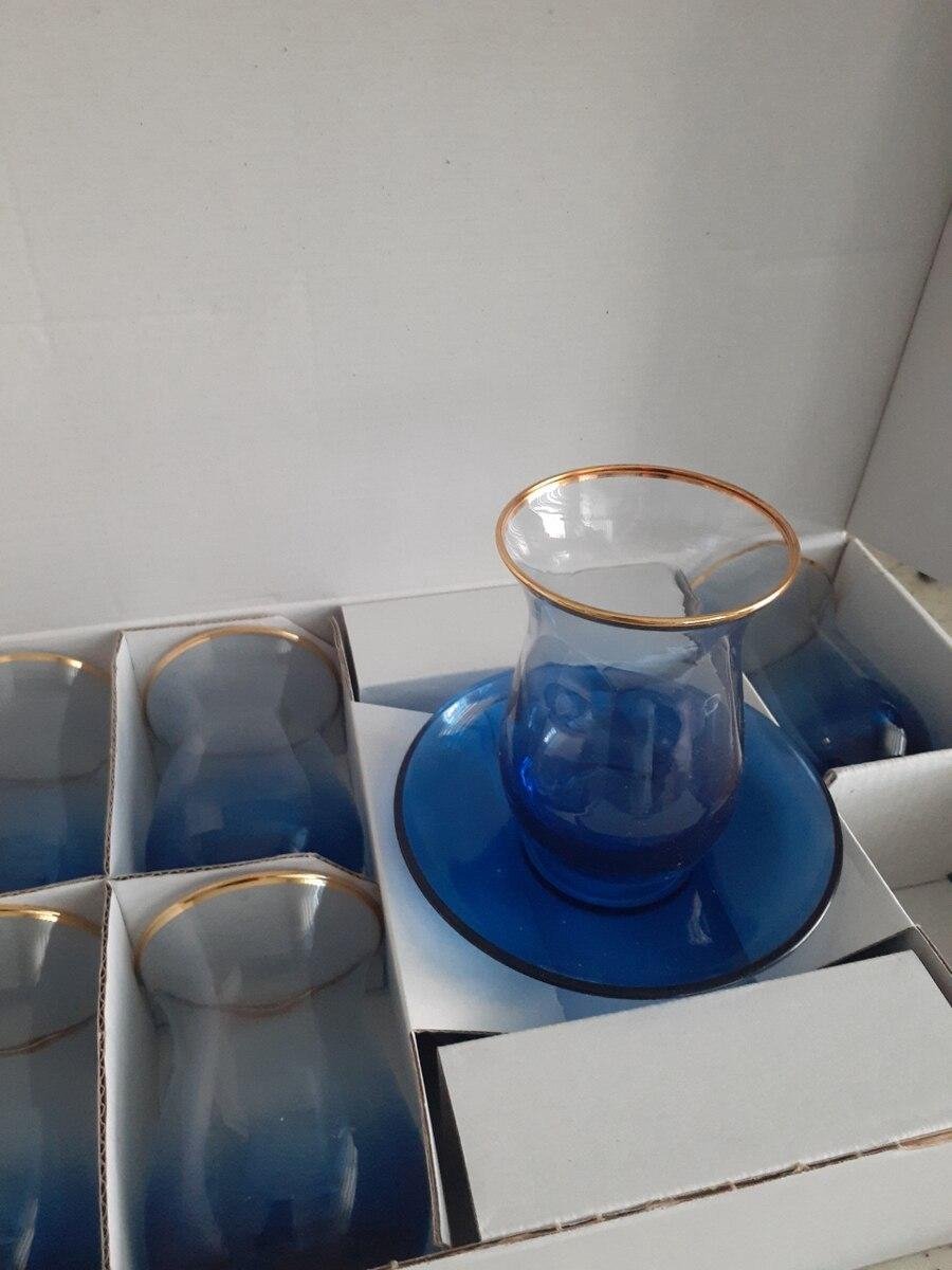 Pasabahce Marble - Turkse Theeglazen Met Onderzetters - Set van 6
