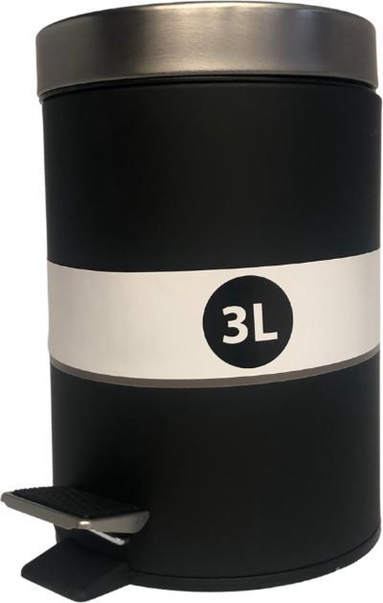 Afvalemmer - Pedaalemmer - Vuilnisbak - 3 Liter - RVS - Zwart