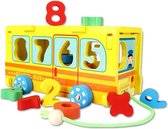 ZaciaToys Houten Trekfiguur schoolbus Cijfers - Vormenstoof - Montessori Speelgoed - Rekenspel
