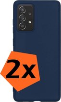 Samsung A52s Hoesje Siliconen - Samsung Galaxy A52s Hoesje Donker Blauw Case - Samsung Galaxy A52s Cover Siliconen Back Cover - 2 Stuks