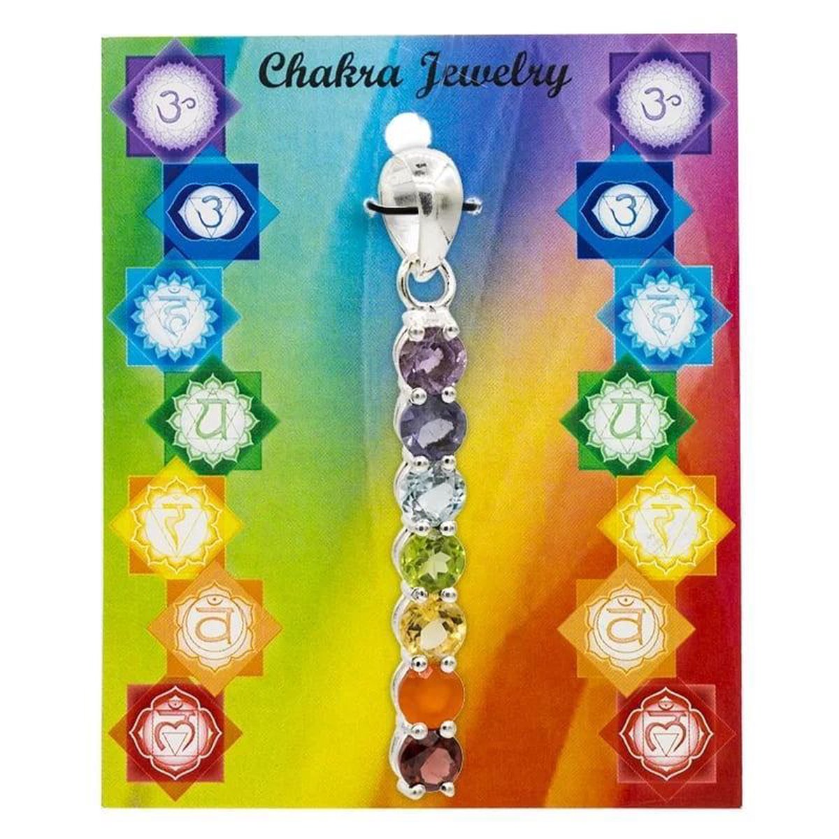 Chakra hanger 7 halfedelstenen zilverkleurig - 3.5 cm