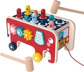 ZaCia Houten Speelgoedbus met Xylofoon Hamster - Hamerbank - Educatief speelgoed - Olifant sleepwagen - Trekfiguur