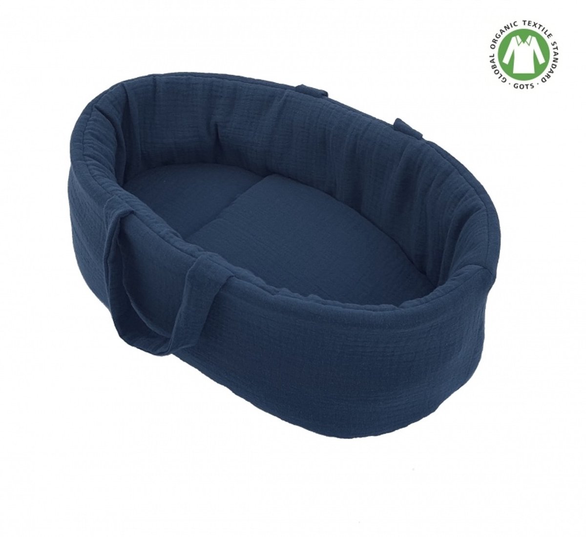 Poppendraagmand Indigo Blauw Mousseline