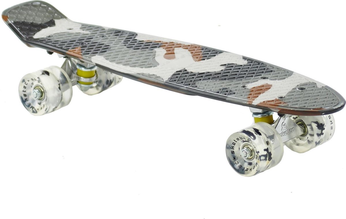 Sajan - Skateboard - LED - Penny board - Camouflage Grijs - 22.5 inch - 56cm - Skateboard met Verlichting — afbeelding 5