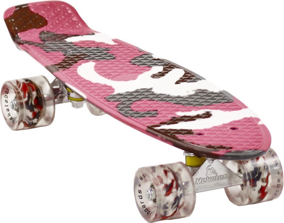 Sajan - Skateboard - LED - Penny board - Camouflage Roze - 22.5 inch - 56cm - Skateboard met Verlichting — afbeelding 8