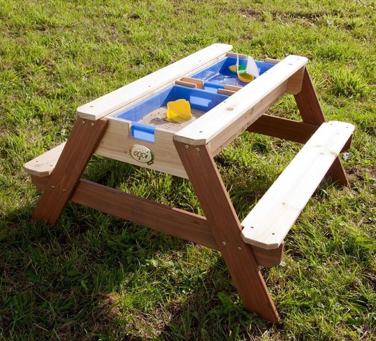 AXI Nick Zand & Water Picknicktafel in Bruin - Met in hoogte verstelbare Parasol in Groen/Wit - Multifunctionele Picknick tafel van FSC hout - Picknick tafel voor kinderen van hout — afbeelding 9