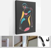Modern abstract faces with abstract shapes. Minimalism concept. Line art drawing style - Modern Art Canvas - Vertical - 1770547703 - 40-30 Vertical