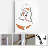 Modern abstract faces with abstract shapes. Minimalism concept. Line art drawing style - Modern Art Canvas - Vertical - 1772606783 - 50*40 Vertical