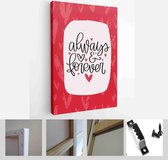 Valentines day red and off-white greeting card vector set with modern calligraphy love messages. You are my happy place, always and forever, be my Valentine - Modern Art Canvas - V
