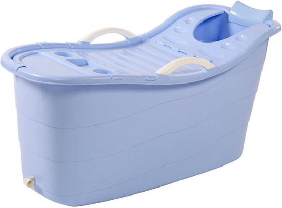 XL Zitbad voor volwassenen - Bath bucket blauw extra lang - Bath bucket 118cm x 56cm x 62cm - Kinderbad - Draagbaar bad - Mobiele badkuip - Plastic en kunststof bad - Hippe Bad Bucket