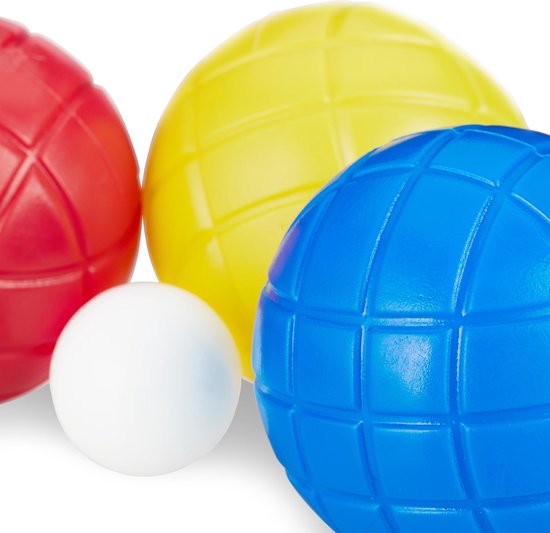 Relaxdays jeu de boules set - 6 ballen - kunststof - petanque spel voor kinderen gekleurd - Relaxdays