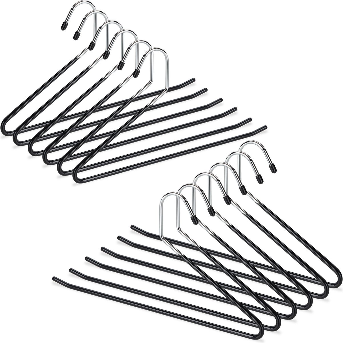 broekhanger antislip - set van 12 - metaal - ruimtebesparend - 18 cm - zwart