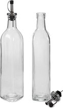Vivalto Olie- En Azijnfles 500 Ml Glas/rvs Transparant 2 Stuks