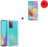 Hoesje Samsung Galaxy A52s 5G - Samsung Galaxy A52s 5G Screenprotector - Tempered Glass - Samsung Hoesje Transparant Shock Proof + 2x Tempered Glass