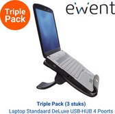 Ewent Laptop standaard verstelbaar DeLuxe USB/HUB 4 poorts –Triple Pack: 3 stuks