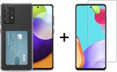 Samsung galaxy A52s hoesje met pasjeshouder transparant shock proof - 1x Samsung A52s screenprotector