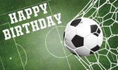 Verjaardag - Versiering - Wanddoek - Happy Birthday - Voetbal - Banner van Polyester - 150cm (Breed) x 100cm (Hoog) -