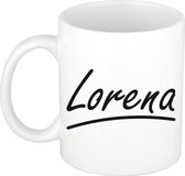 Lorena naam cadeau mok / beker sierlijke letters - Cadeau collega/ moederdag/ verjaardag of persoonlijke voornaam mok werknemers