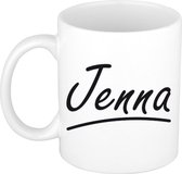 Jenna naam cadeau mok / beker sierlijke letters - Cadeau collega/ moederdag/ verjaardag of persoonlijke voornaam mok werknemers