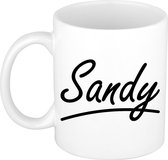 Sandy naam cadeau mok / beker sierlijke letters - Cadeau collega/ moederdag/ verjaardag of persoonlijke voornaam mok werknemers