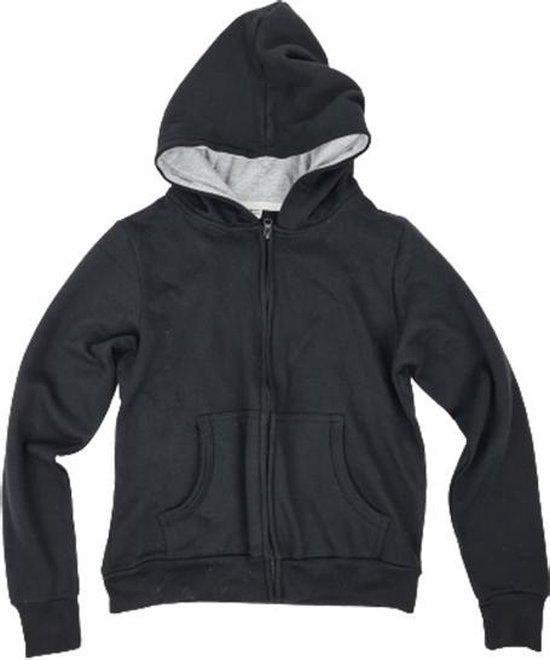 Veste Kinder à capuche - Tissu léger - Sweat à capuche - Sweat zippé - Zwart- Katoen - Taille 122/128