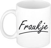 Fraukje naam cadeau mok / beker sierlijke letters - Cadeau collega/ moederdag/ verjaardag of persoonlijke voornaam mok werknemers