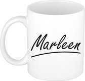Marleen naam cadeau mok / beker sierlijke letters - Cadeau collega/ moederdag/ verjaardag of persoonlijke voornaam mok werknemers