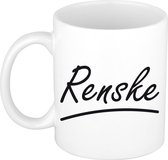 Renske naam cadeau mok / beker sierlijke letters - Cadeau collega/ moederdag/ verjaardag of persoonlijke voornaam mok werknemers