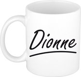 Dionne naam cadeau mok / beker sierlijke letters - Cadeau collega/ moederdag/ verjaardag of persoonlijke voornaam mok werknemers