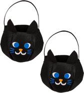 4x stuks katten trick or treat snoep mandjes 22 x 32 cm - Halloween snoep ophalen